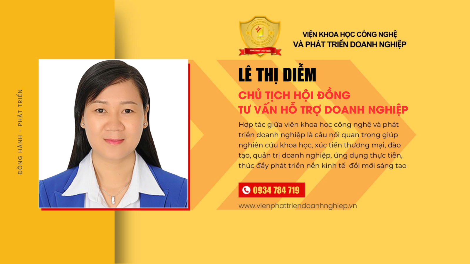 Chủ Tịch Hội đồng Tư vấn Hỗ trợ doanh nghiệp Lê Thị Diễm